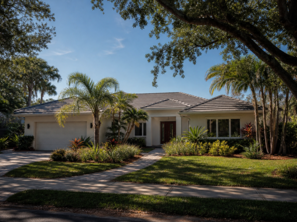 A house seen wide from the street, with its yard and setting in Pinellas County, FL — Pinellas County Home Values