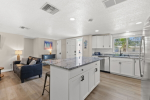  Renovated kitchen with large island at 201 South Street Palm Harbor Florida