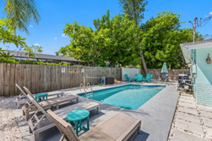 Private heated swimming pool at 201 South Street Palm Harbor Florida